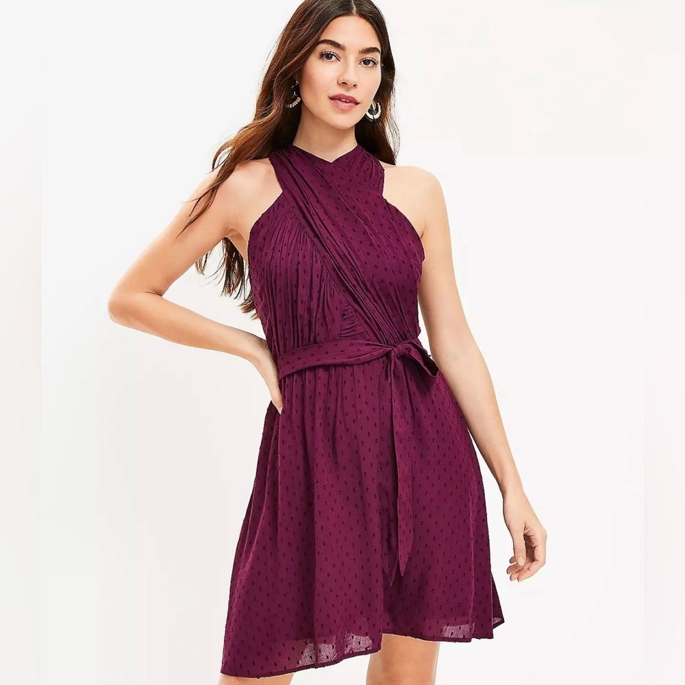 Cross-Neck LOFT flowy Dress, size 6